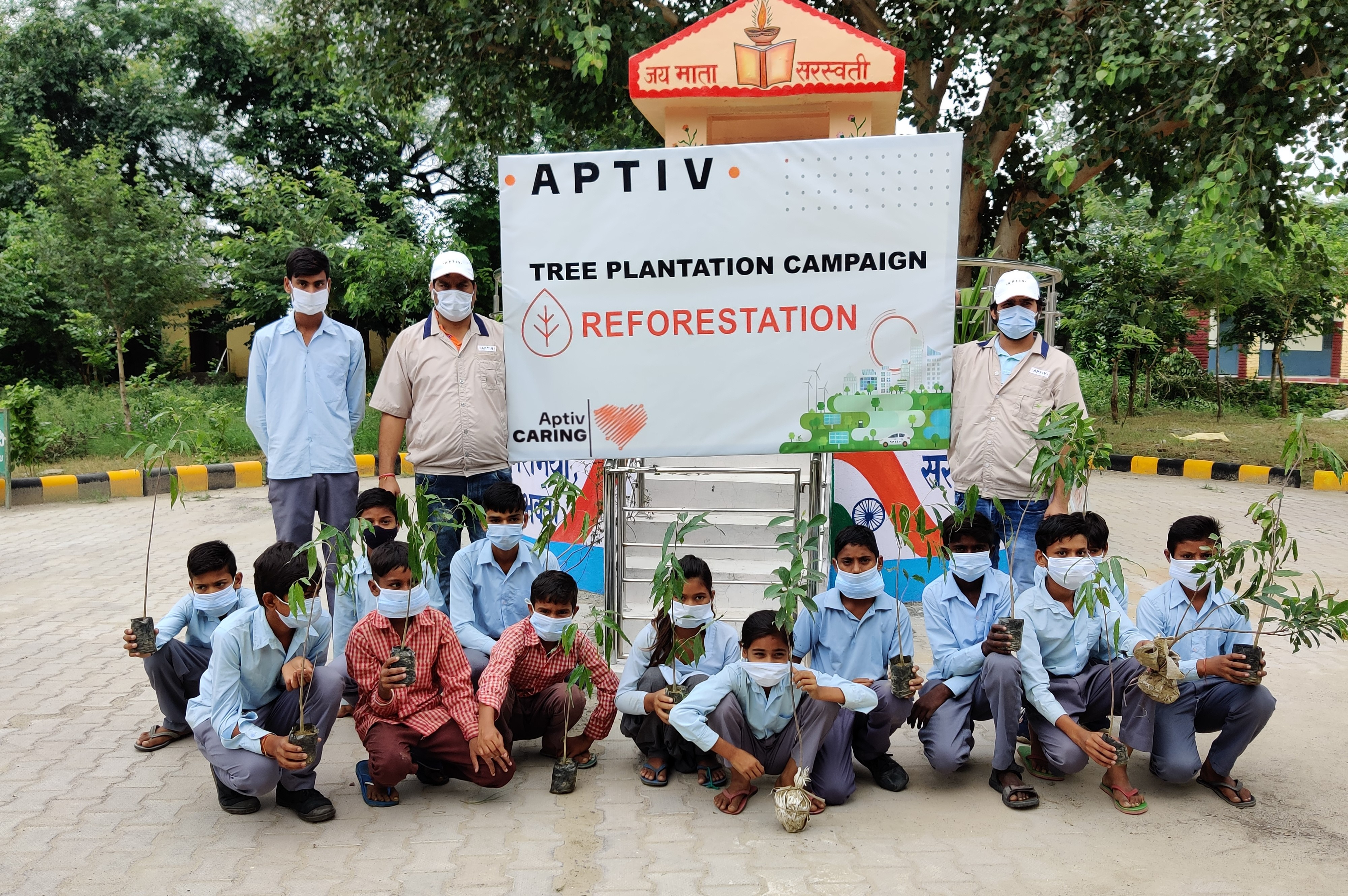 Aptiv volunteers at the Khatawali public high school in Rewari