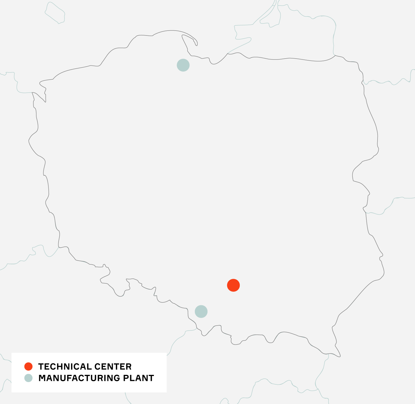 Map of Aptiv locations in Poland