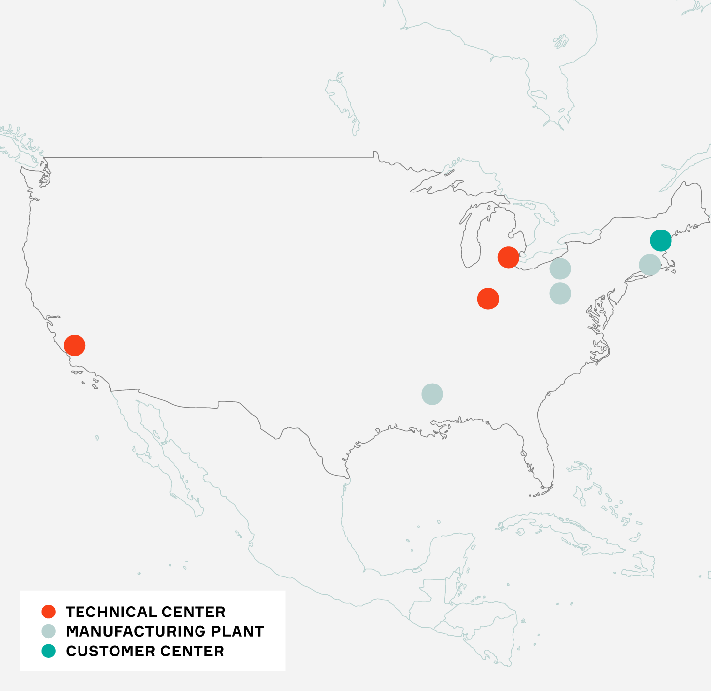 Map of Aptiv locations in the USA